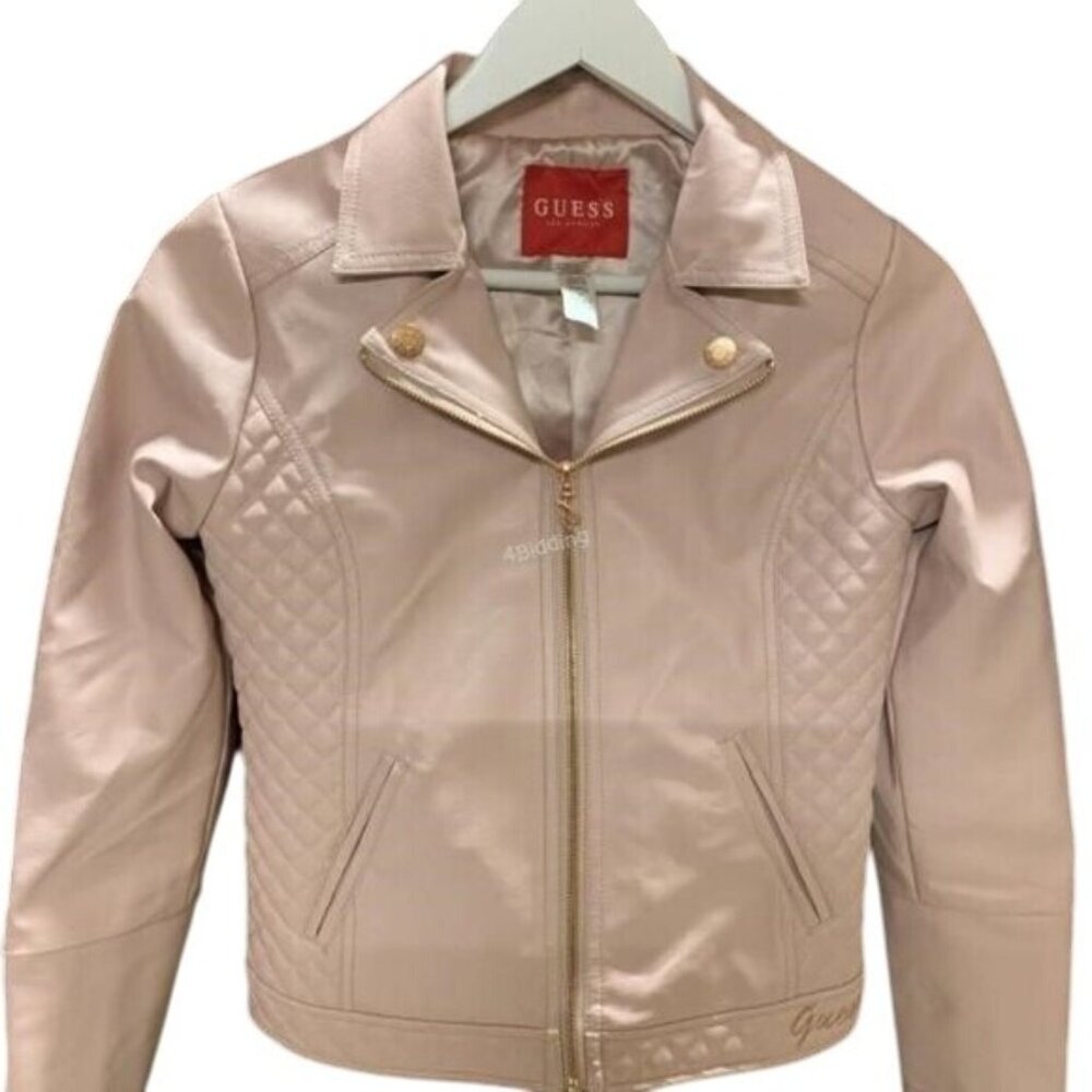 GUESS Blush Rose Fawn Pink Vegan Leather Coat size small